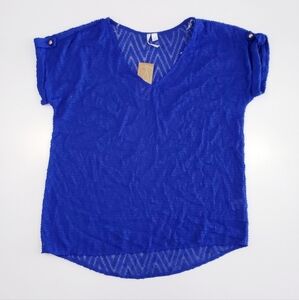 Francesca's Blue Sheer Chevron Top